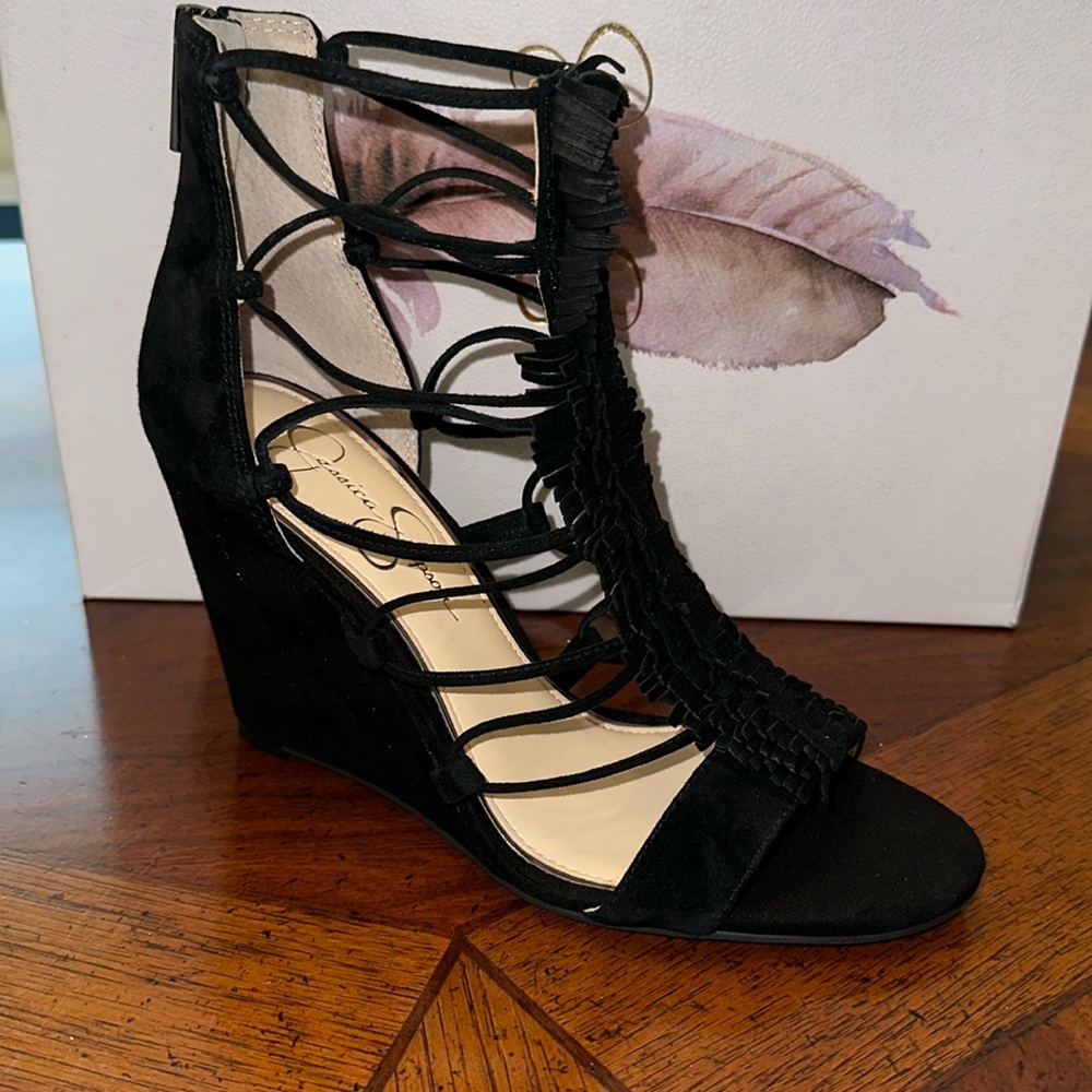 Women’s Jessica Simpson black suede wedge- brand new- never worn